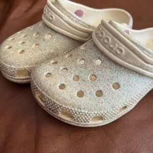 CROCS Kids Glitter Water Shoes - White and Pink